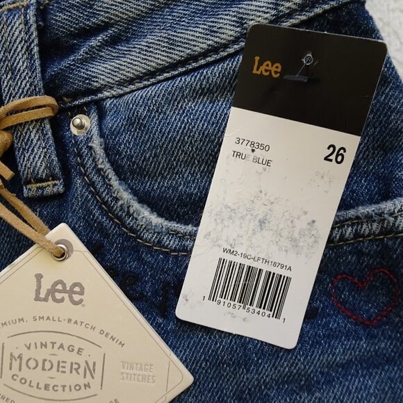 Lee Cut Off Denim Jean Shorts Women's Size 26 High Rise Heart - Picture 6 of 6